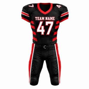 Black & Crimson Red Custom Football Uniform