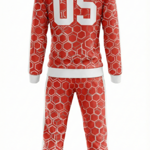 Crimson Red & Honeycomb Custom Tracksuit Warm-Up Suit