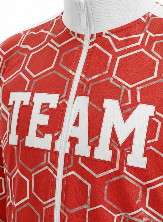 Crimson Red & Honeycomb Custom Tracksuit Warm-Up Suit - Image 3